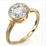 Bezel Set Yellow gold engagement ring